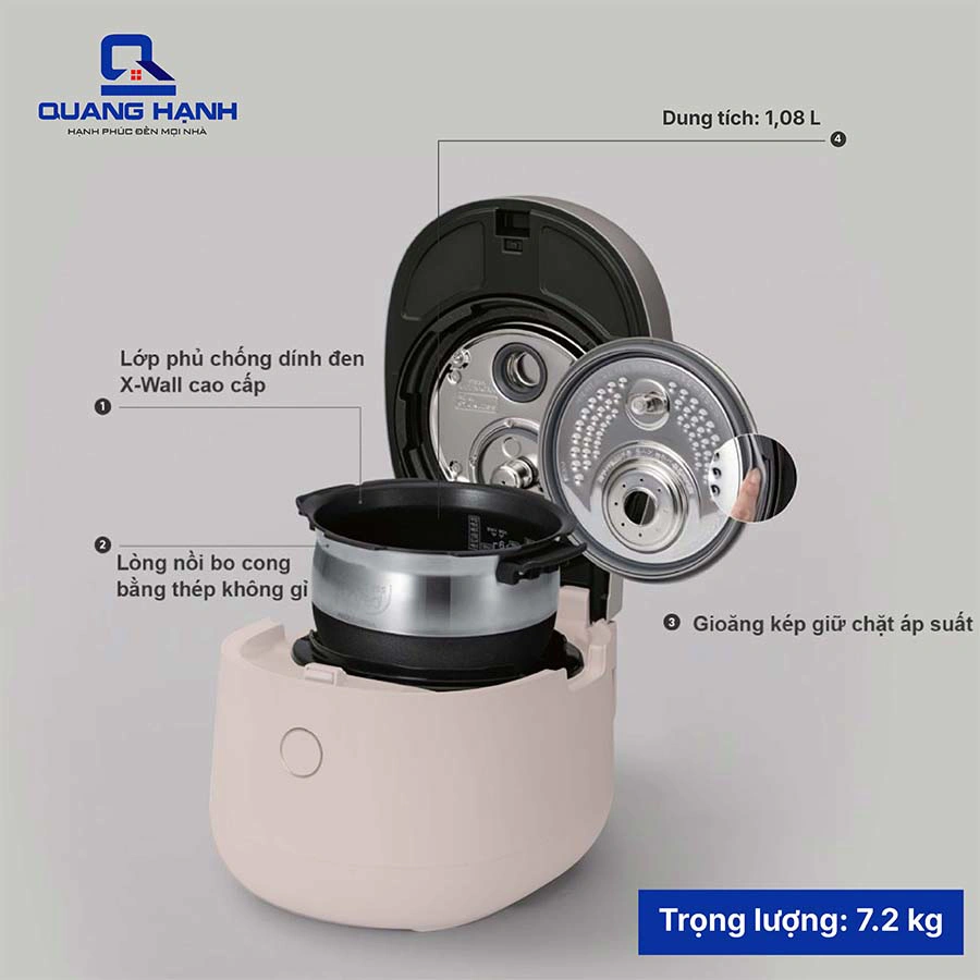 Nồi cơm điện cao tần áp suất kép CRP-NHTR0610FP 1.08L 3